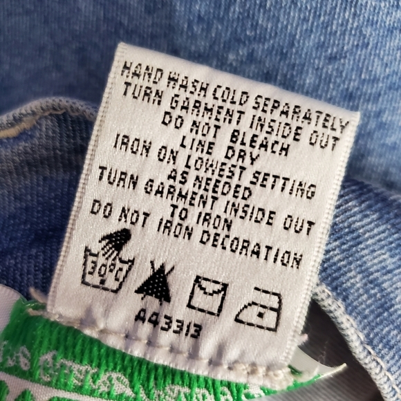 Quacker Factory Crop Blue Denim Jeans Palm Trees Embroidered High Waist Size 12 - Picture 4 of 8